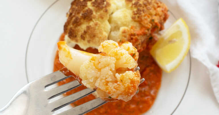 Roasted Cauliflower with Romesco Sauce