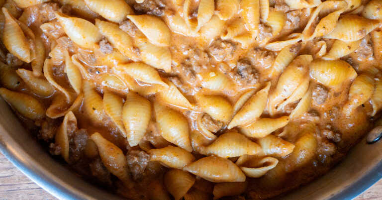 One-Pot Creamy Beef and Shells