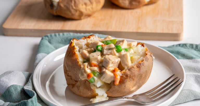 Chicken Pot Pie Baked Potatoes