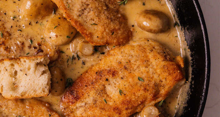 Creamy Brie Chicken and Mushrooms