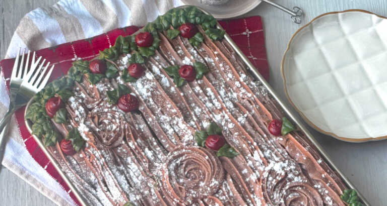 Yule Log Sheet Cake