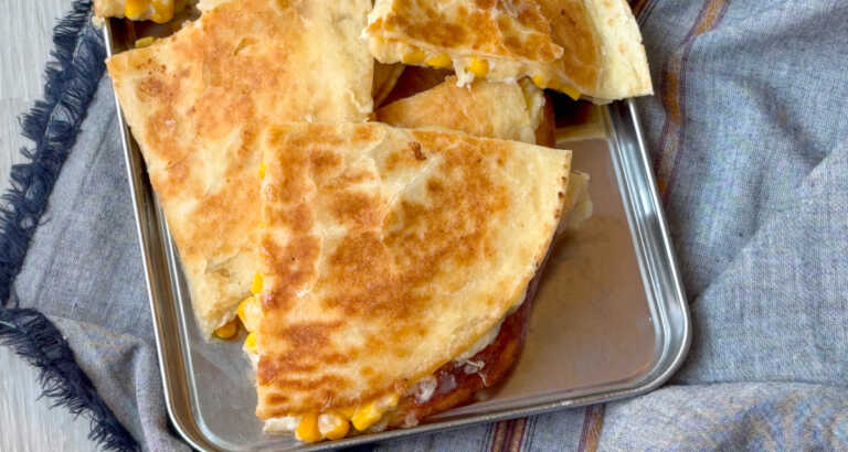 Korean Cheese Corn Quesadillas
