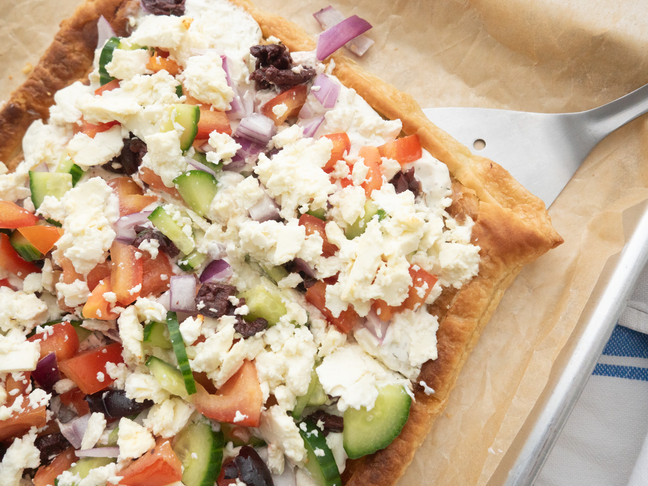 Greek Veggie Pizza Squares