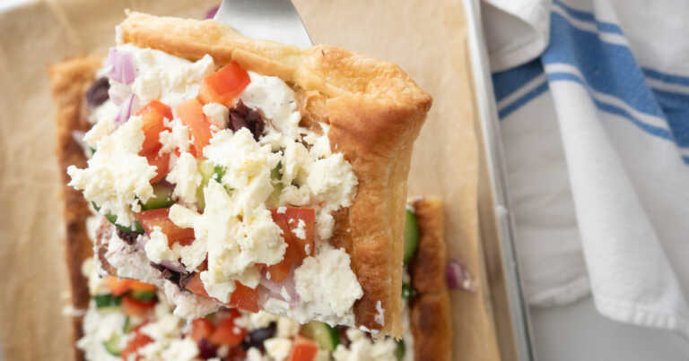 Greek Veggie Pizza Squares