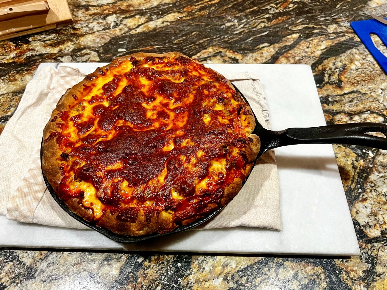 Deep Dish Pizza in Cast Iron Skillet
