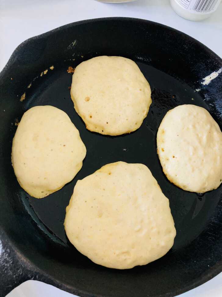 Buttermilk Johnny Cakes in Cat iron Skillet