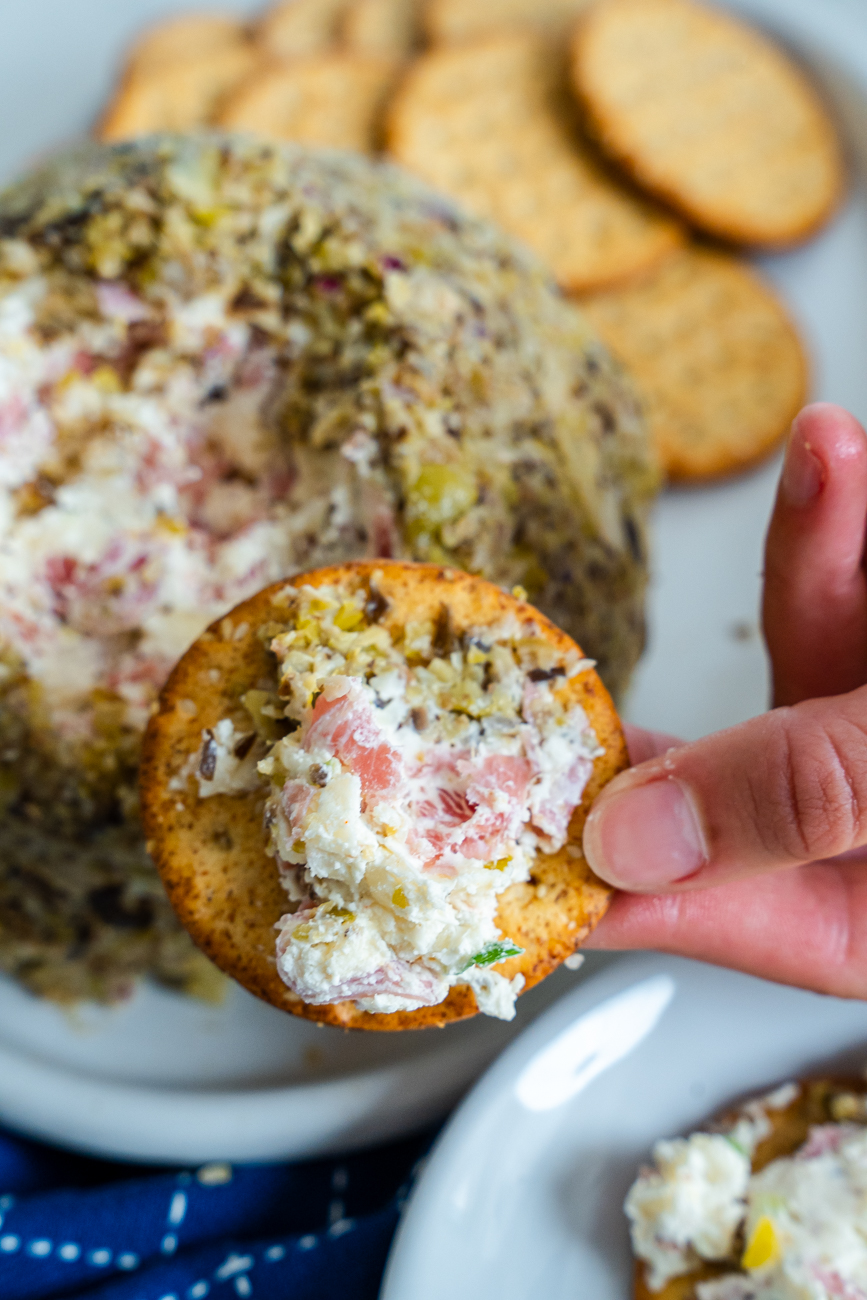 Muffuletta Cheese Ball Vertical 19