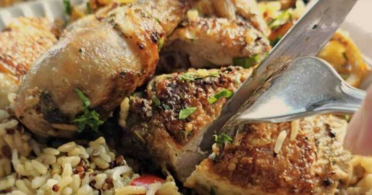 Greek-Style Chicken and Rice Skillet