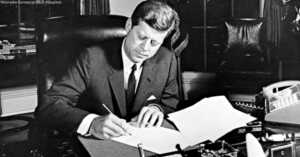JFK Signing Proclmation 3504 for the Naval Quarantine of Cuba