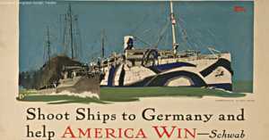 World War I poster by Adolph Treidler showing dazzle camouflage