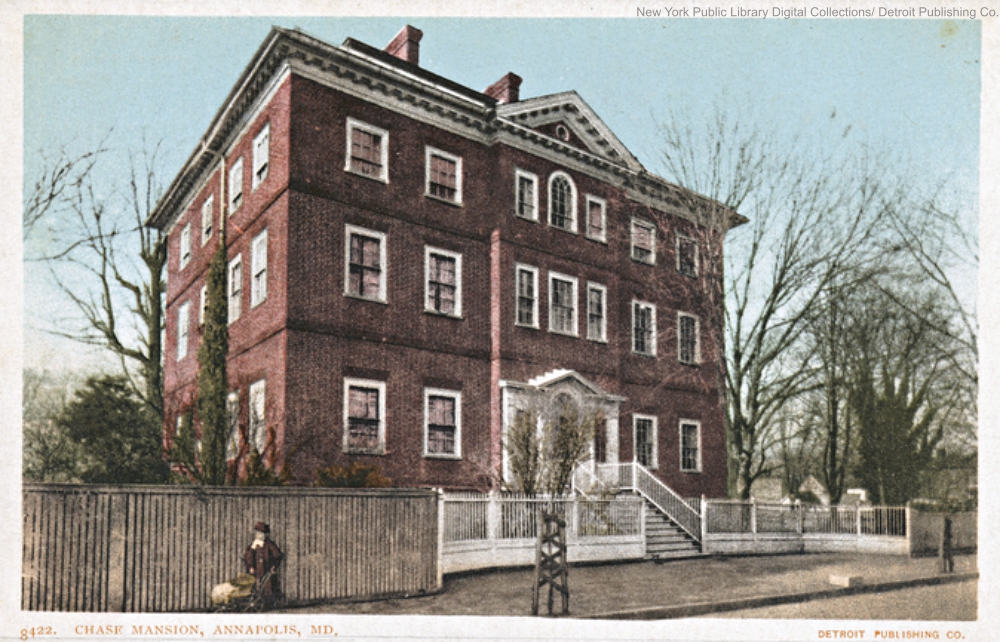 Postcard of Chase-Lloyd House in Annapolis, MD.