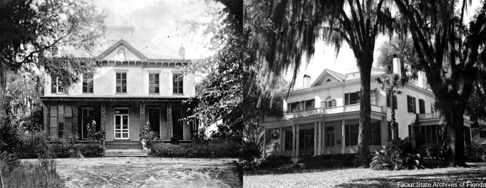 Goodwood Plantation before renovation on left (1917) and after (1958), Tallahassee, FL.