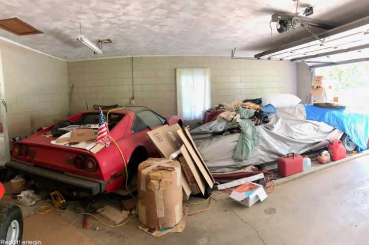 Old Car in a Garage Rug by moonfluff