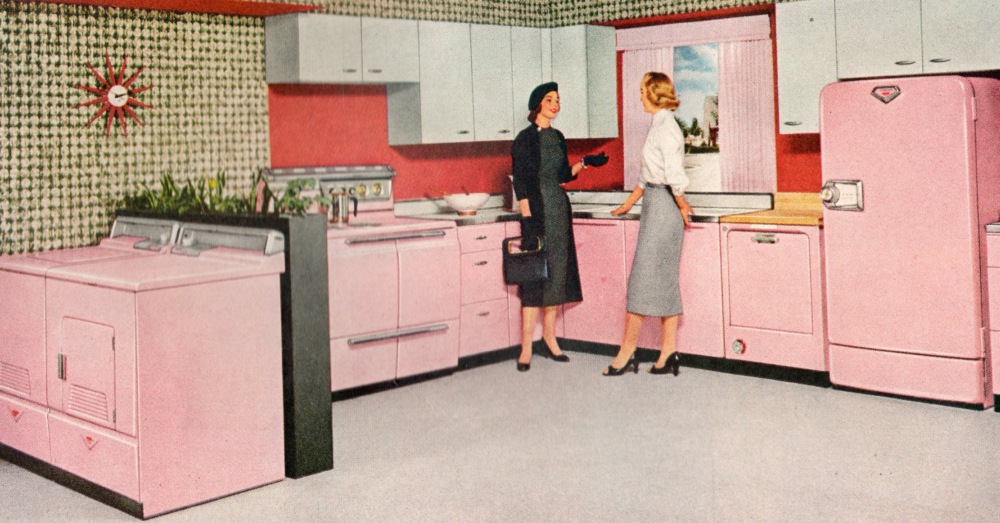 1950s pink kitchen