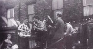 The Quarrymen playing in 1957