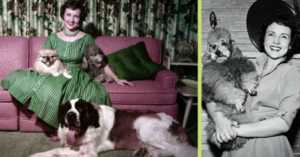 Betty White with her dogs in the 1950s
