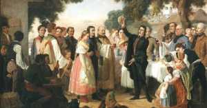 depiction of a European wedding celebration from 1869