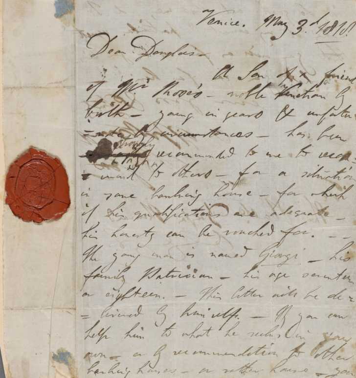 letter from 1818 showing red wax seal