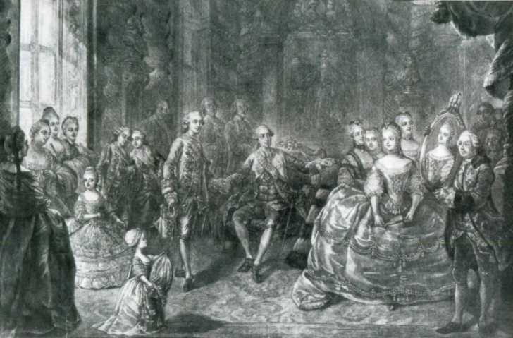 illustration of the morning levee of the Marie Antoinette