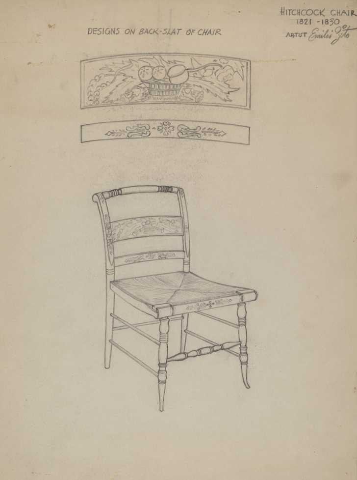 detailed drawing of an antique Hitchcock chair