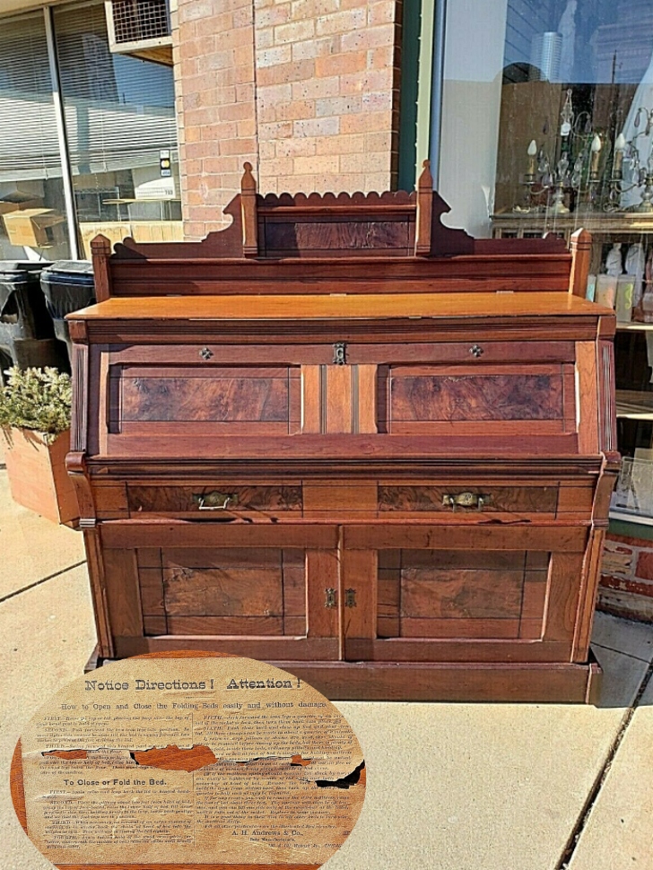 Eastlake style desk cabinet bed