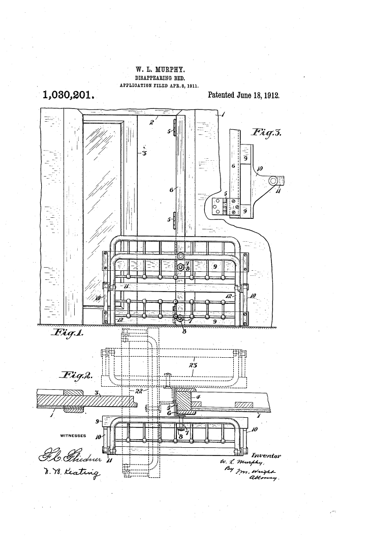 1911 Murphy bed patent