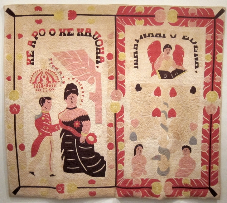 pre-1918 Hawaiian quilt depicting Queen Lil'uokalani