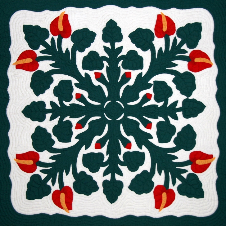 traditional Hawaiian quilt in green