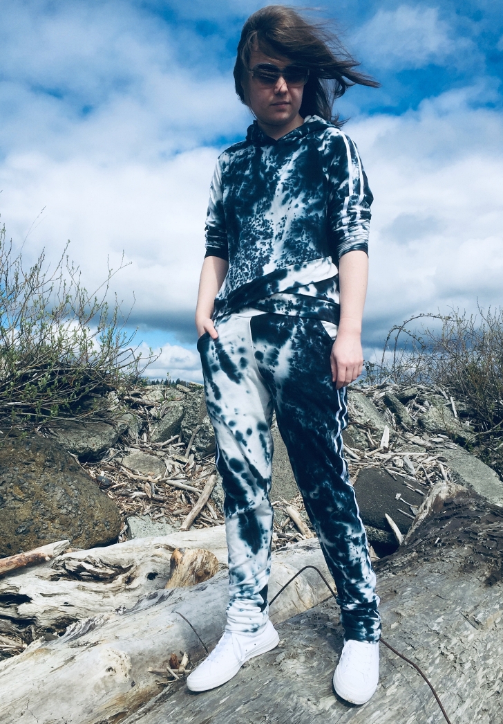 girl in tie-dye track suit