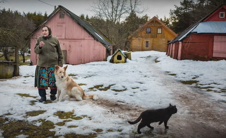 Kihnu woman on her farm, Estonia