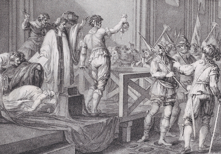 engraving of the executions of Mary Queen of Scots done by William Nelson Gardiner