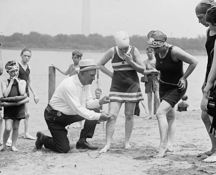 measuring bathing suit length in 1922