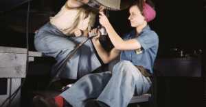 women doing war work on airplanes, 1942