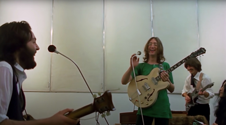 studio footage of The Beatles in 1969