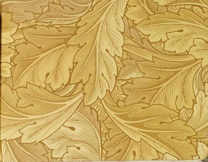 William Morris wallpaper Acanthus Leaf sample in yellow