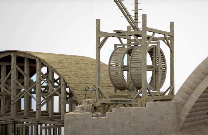 animation of how the Charles Bridge arches were made