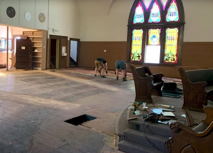  They also saved some pews, the hardwood flooring, and some other elements as well, but they also found a 155-year-old time capsule on the premises. 