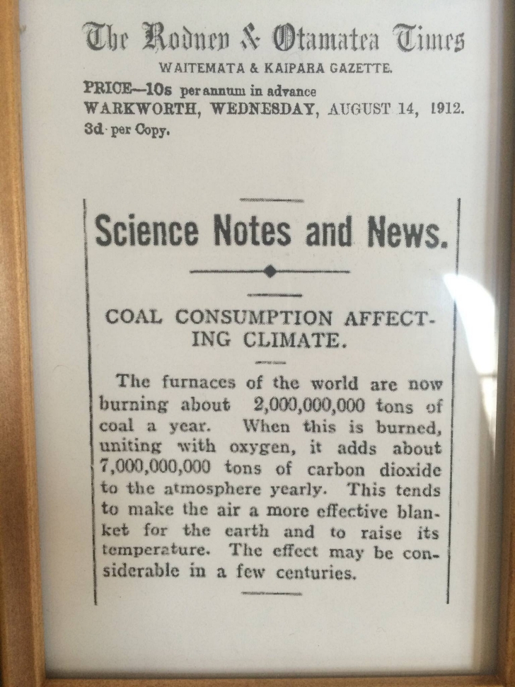 climate change newspaper article from 1912