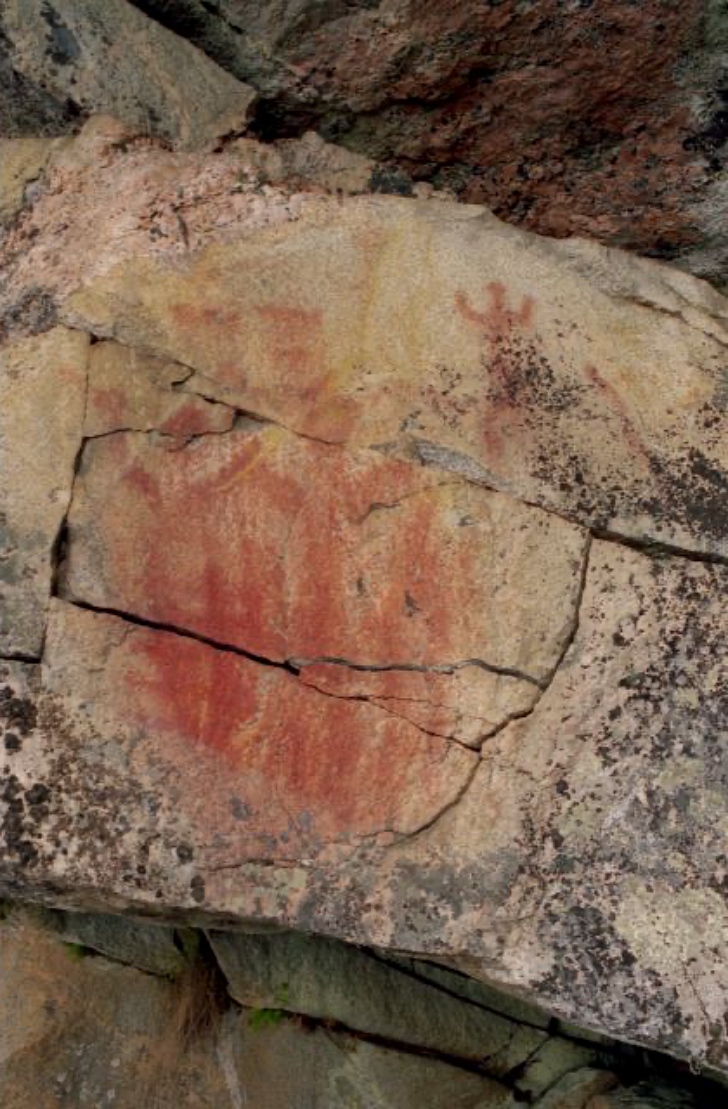 Finland red ochre neolithic rock paintings