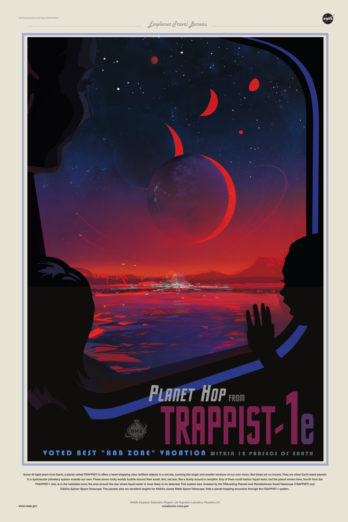 TRAPPIST-1e exoplanet travel poster