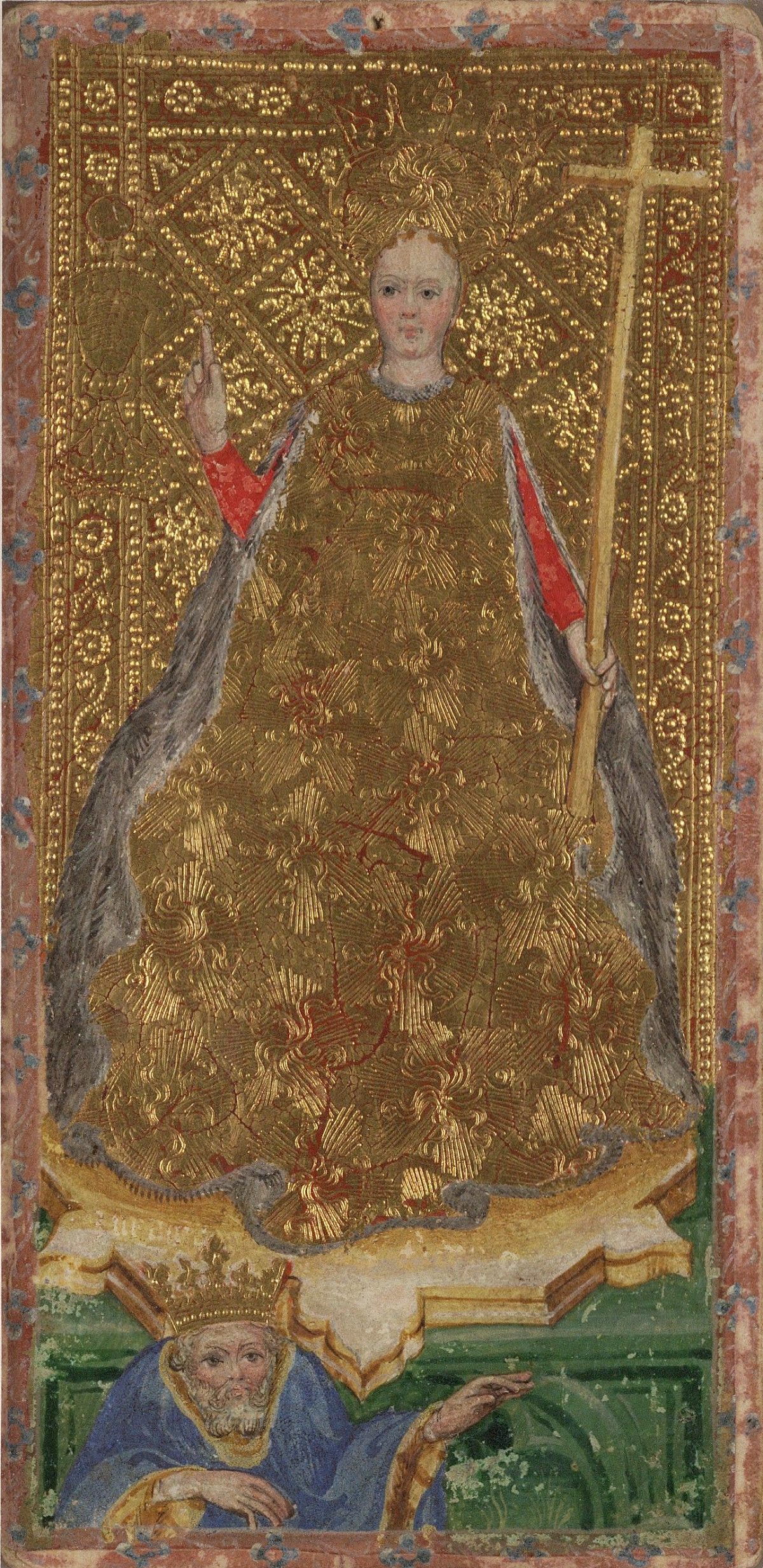 female knight tarot card from the visconti tarot deck