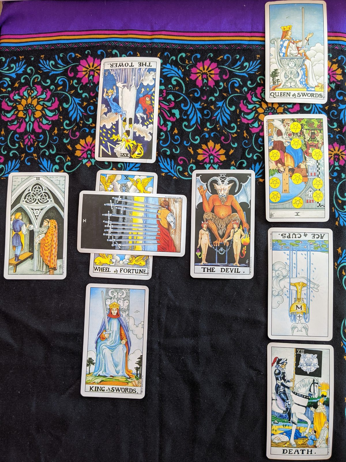 Rider-Waite Celtic cross tarot spread