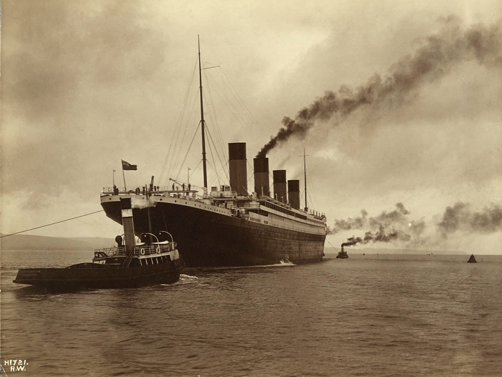 Titanic at sea before heading to North America