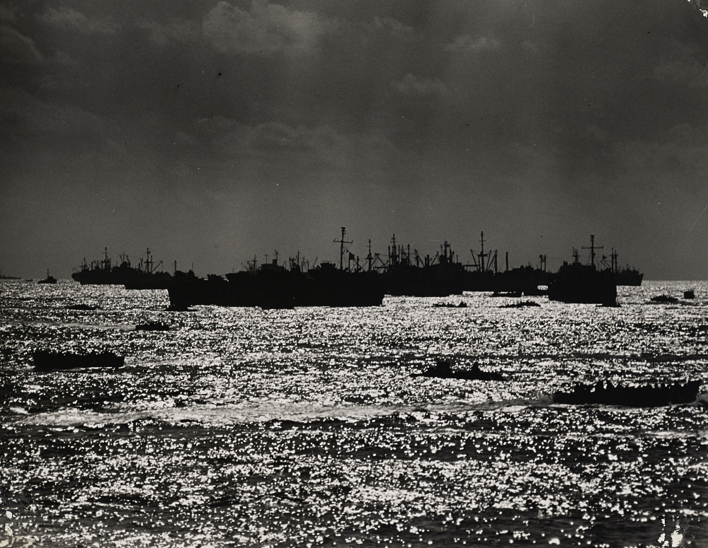 ships approaching at Iwo Jima