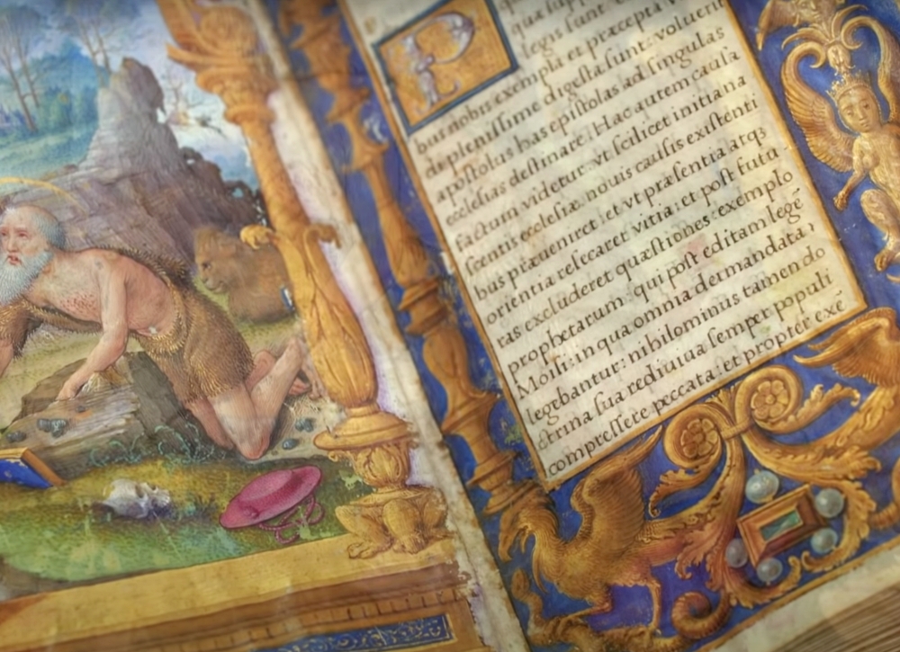 illuminated manuscript painted with watercolors