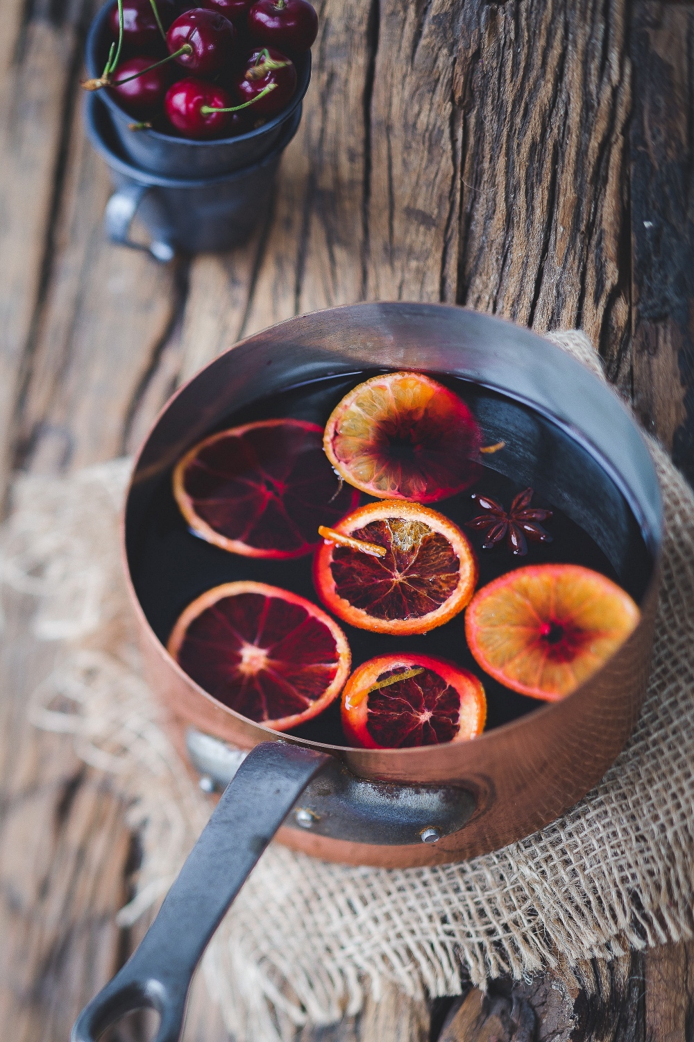 mulled wine in a pan