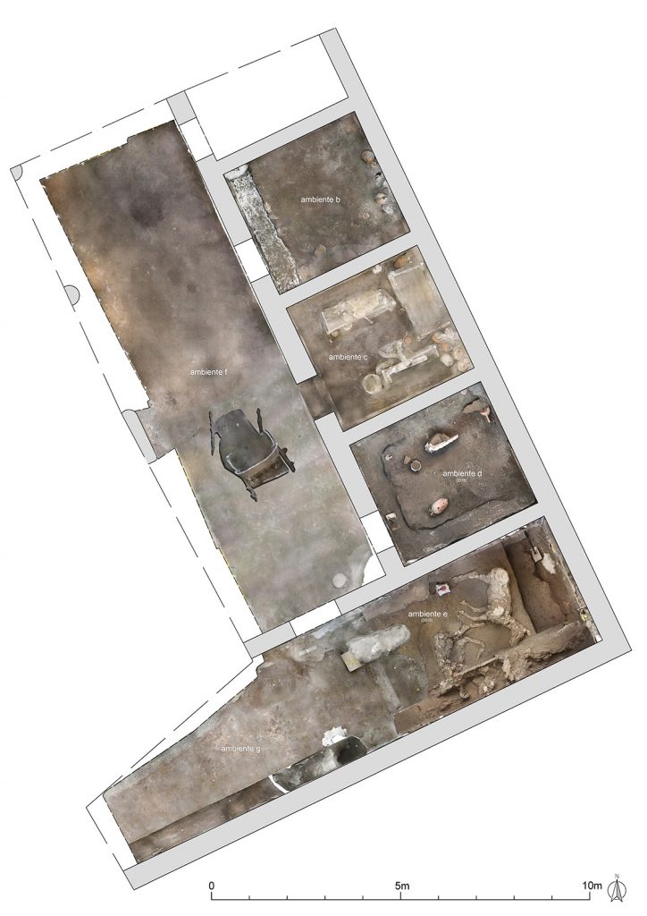 overhead view of servants' areas at Civita Giuliana Pompeii