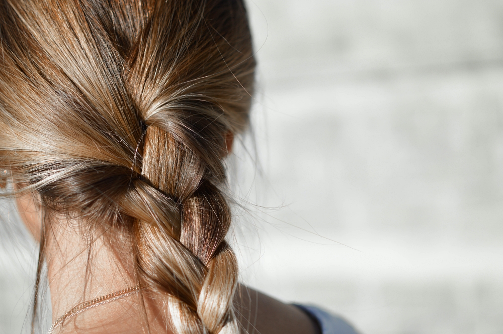 shiny hair in a braid