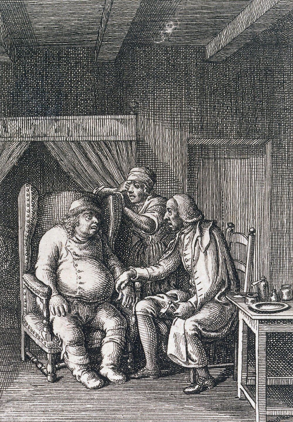 1700s engraving of patient with dropsy