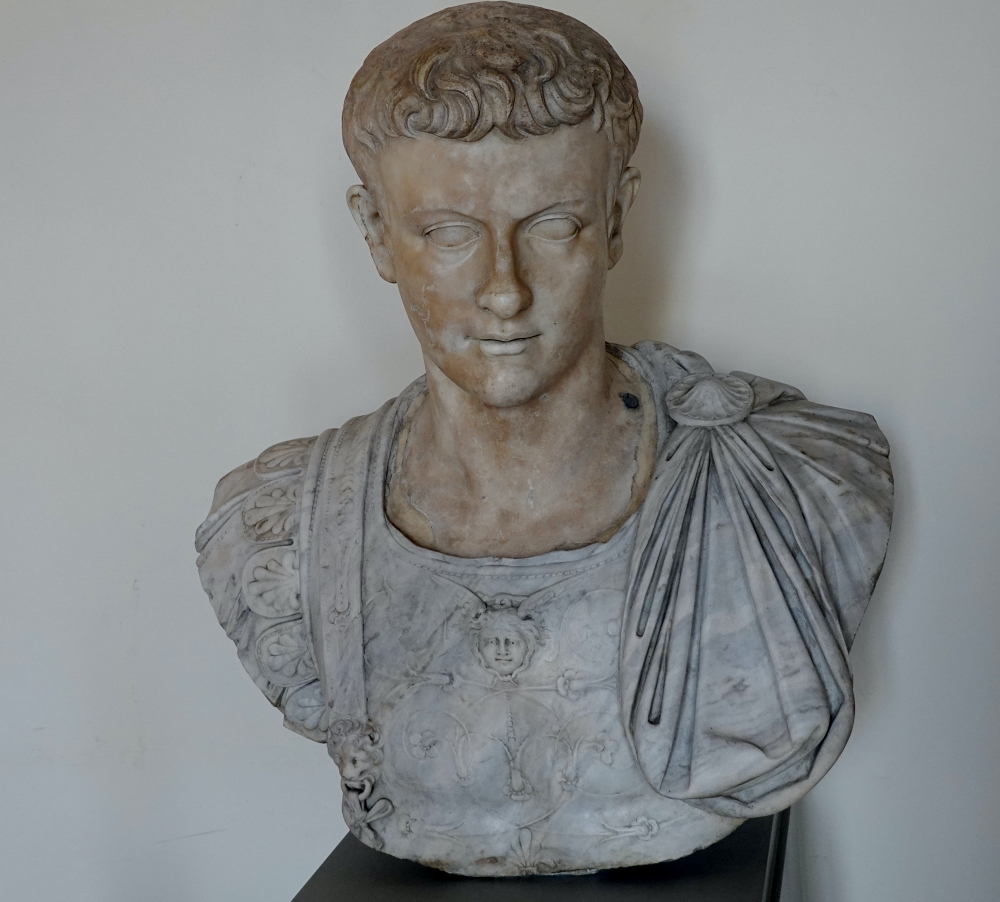 bust of Caligula in marble